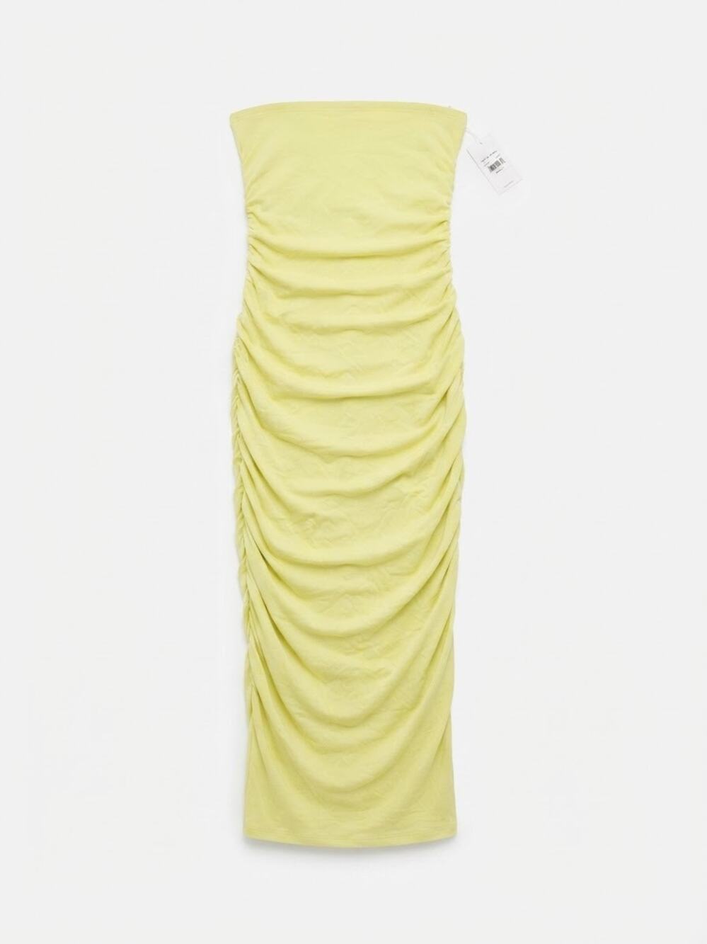 Bar III Dress Womens XS Green Ruched Bodycon Strapless Midi Party Clubwear lime